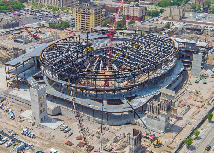 Little Caesars Arena Barton Malow Company EZ-GANG Forming System, EZ-ROLL with Core-Lift Platforms Detroit, MI